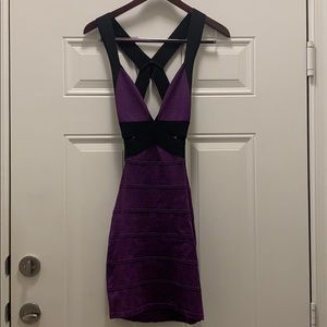 BEBE - DRESS - PURPLE & BLACK - SIZE MEDIUM